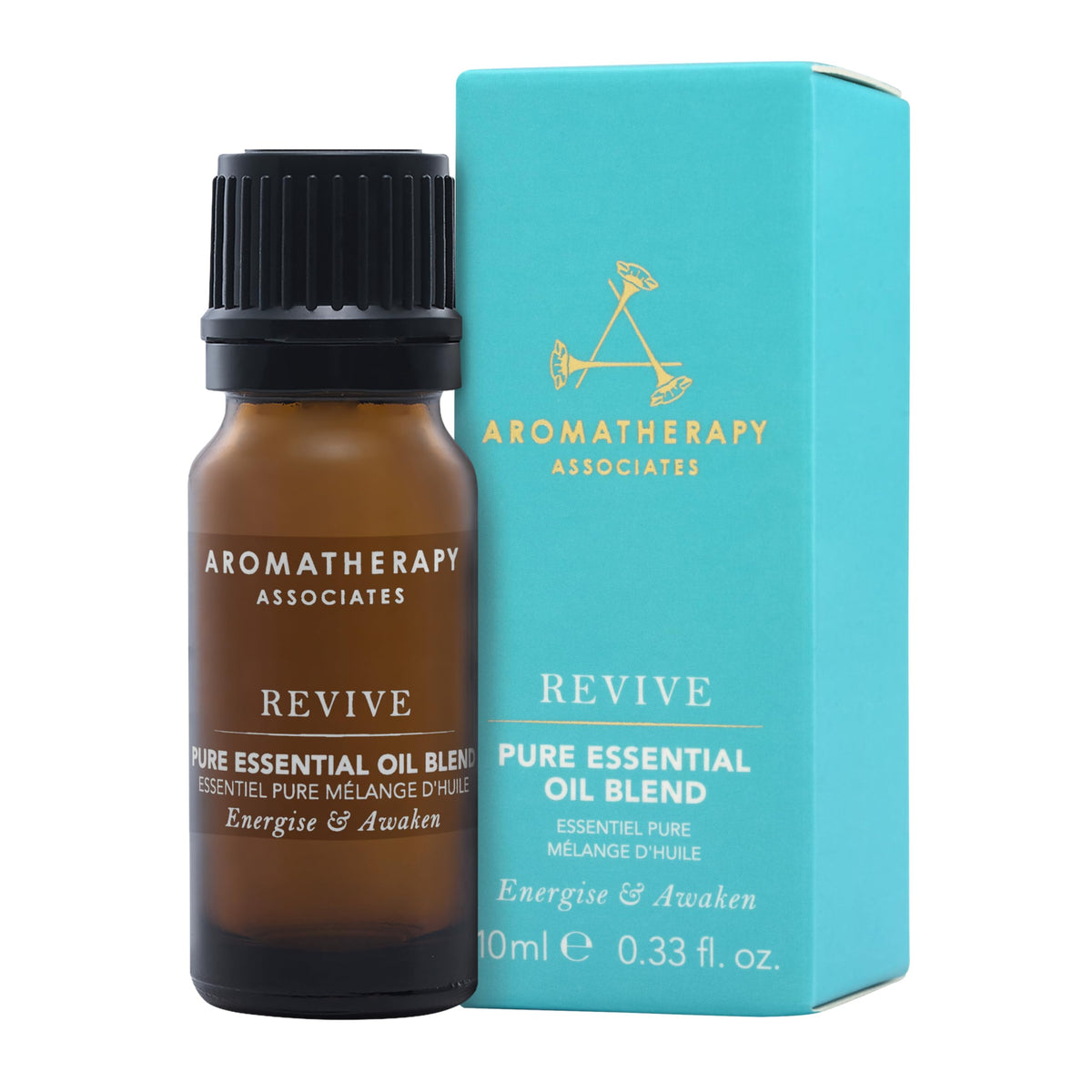 Aromatherapy Associates Revive bottle close-up signals an energizing aroma for mornings.