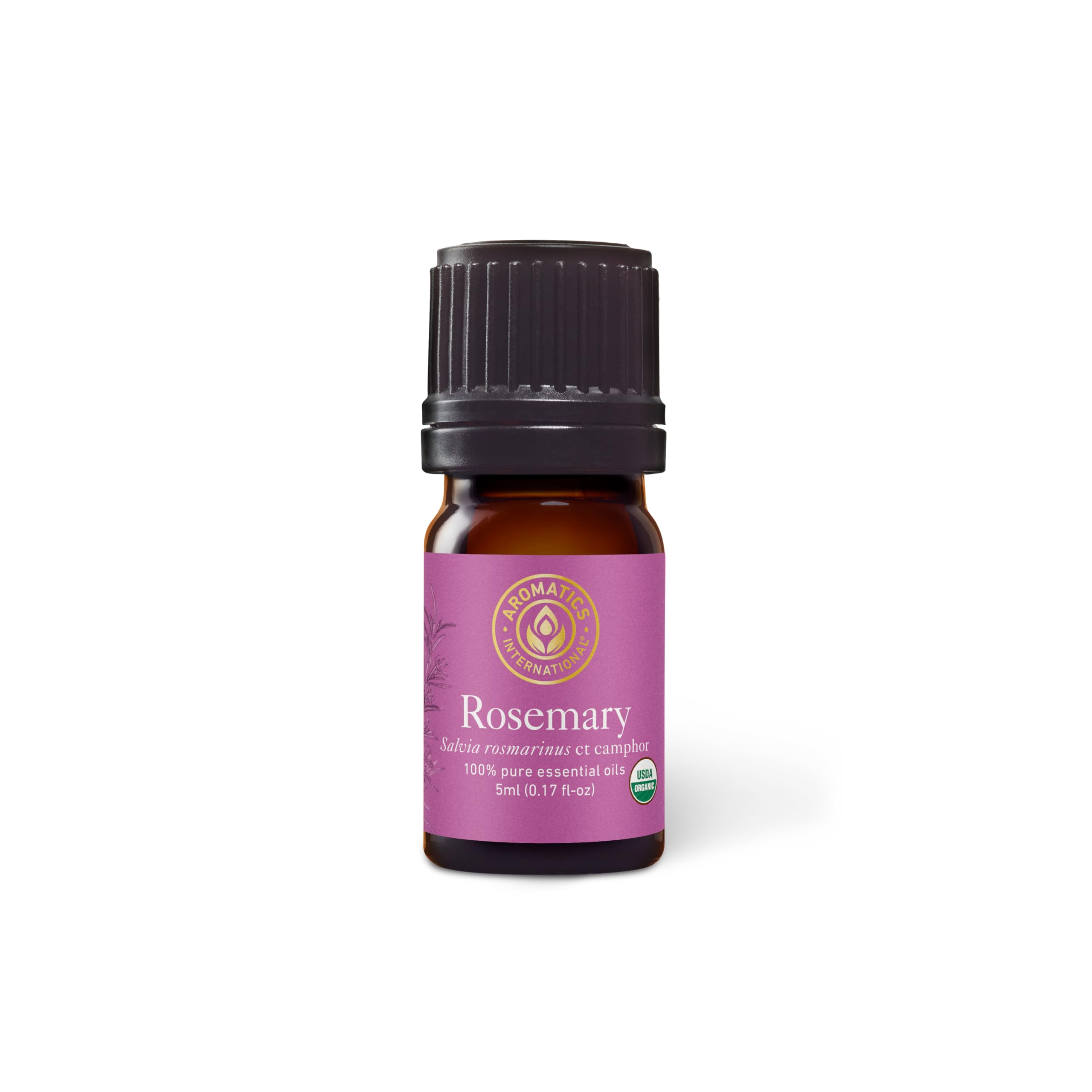 Aromatics International premium organic rosemary ct camphor essential oil bottle for diffusion and focus
