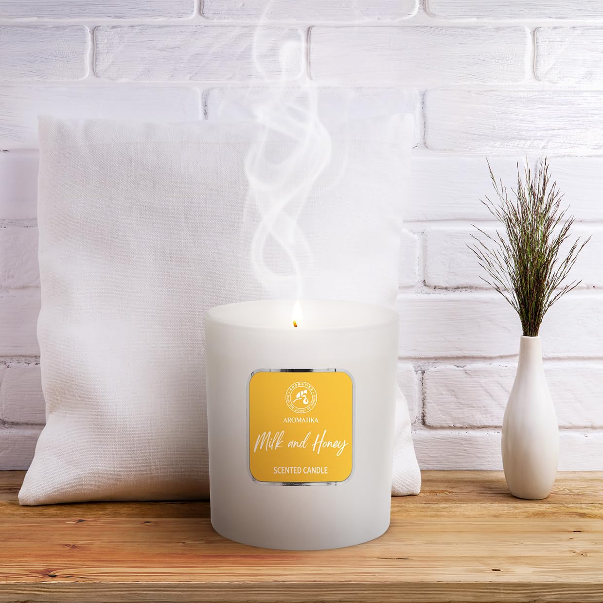 Elegant glass jar complements modern home decor.