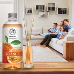 AROMATIKA diffuser sticks in use releasing long lasting citrus scent