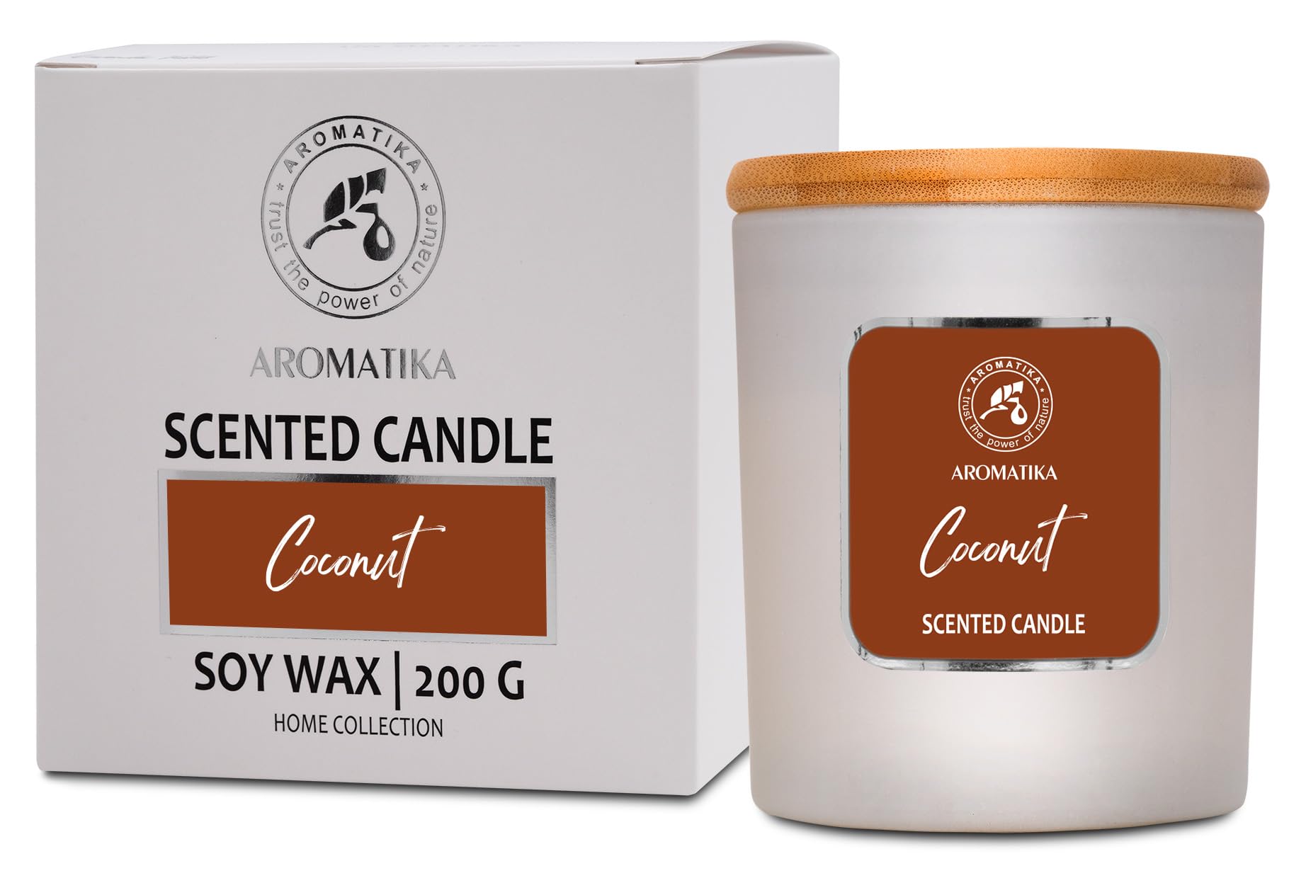 AROMATIKA coconut scented candle in glass jar creates a cozy atmosphere