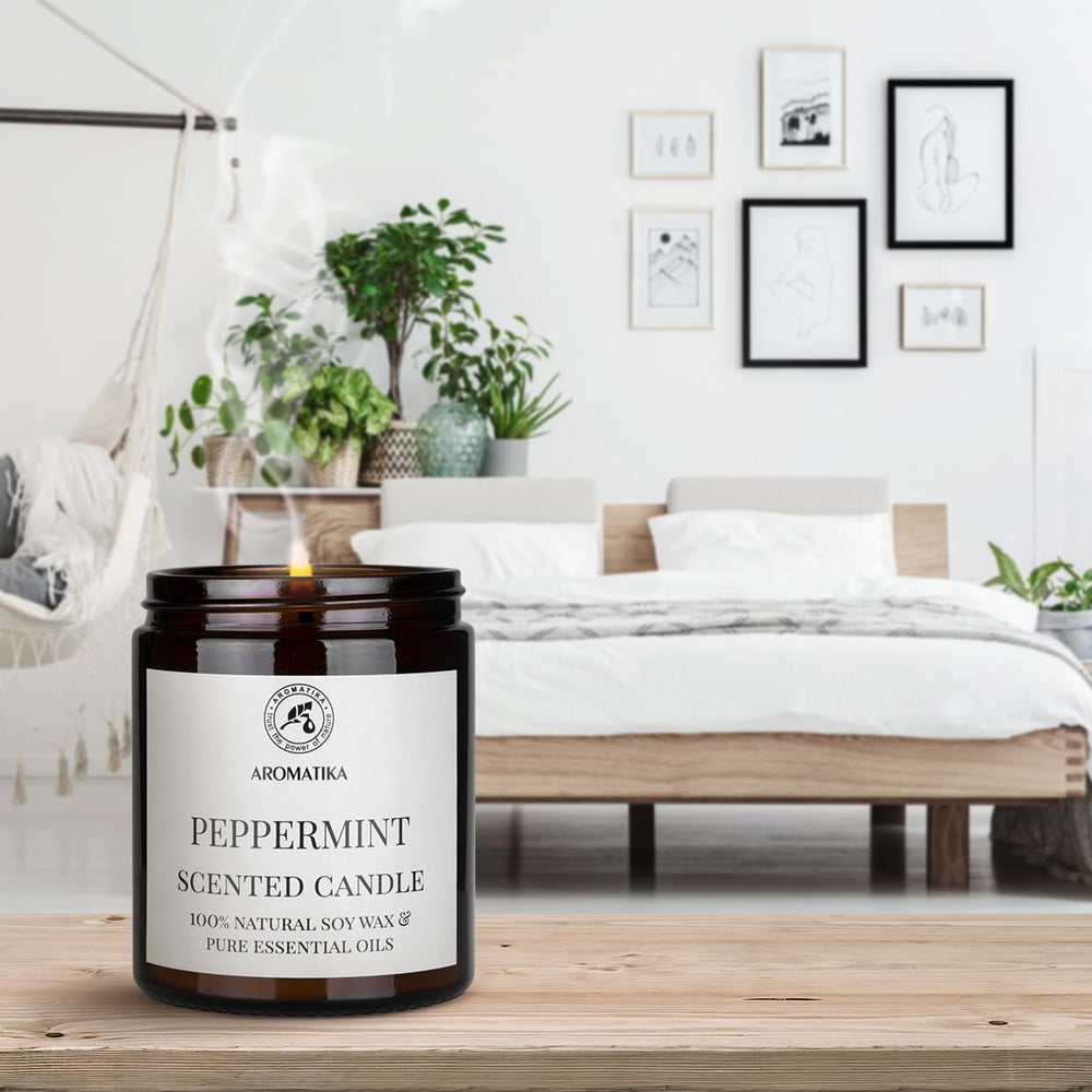 AROMATIKA peppermint candle gift packaging, ready for gifting.