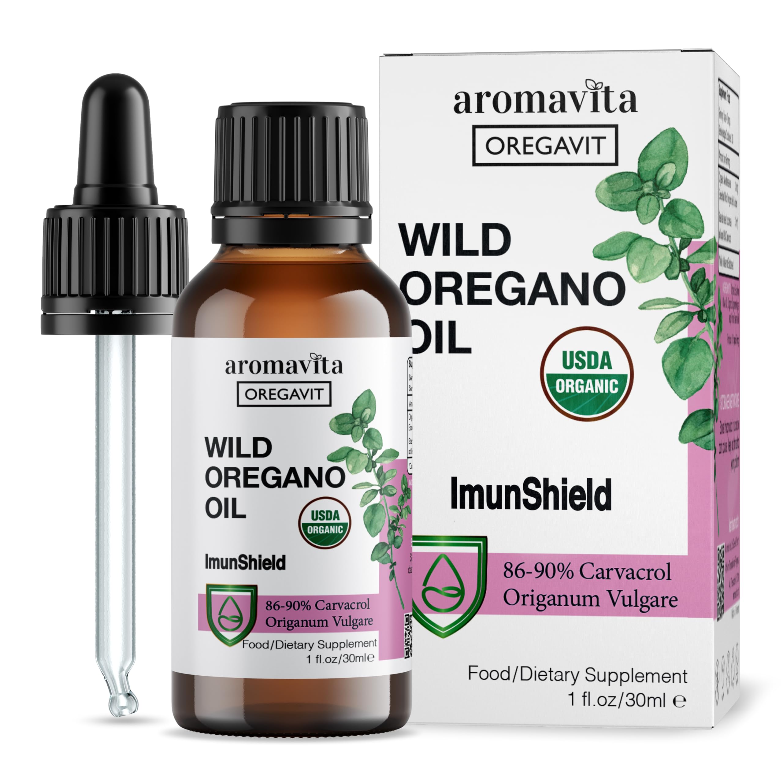 AROMAVITA ImunShield wild oregano oil bottle for potential immune support and easy dosing
