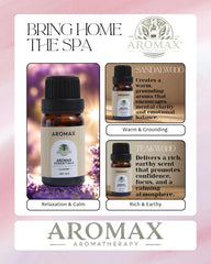 Aromax Sandalwood bottle offers soothing, mindful relaxation moments.