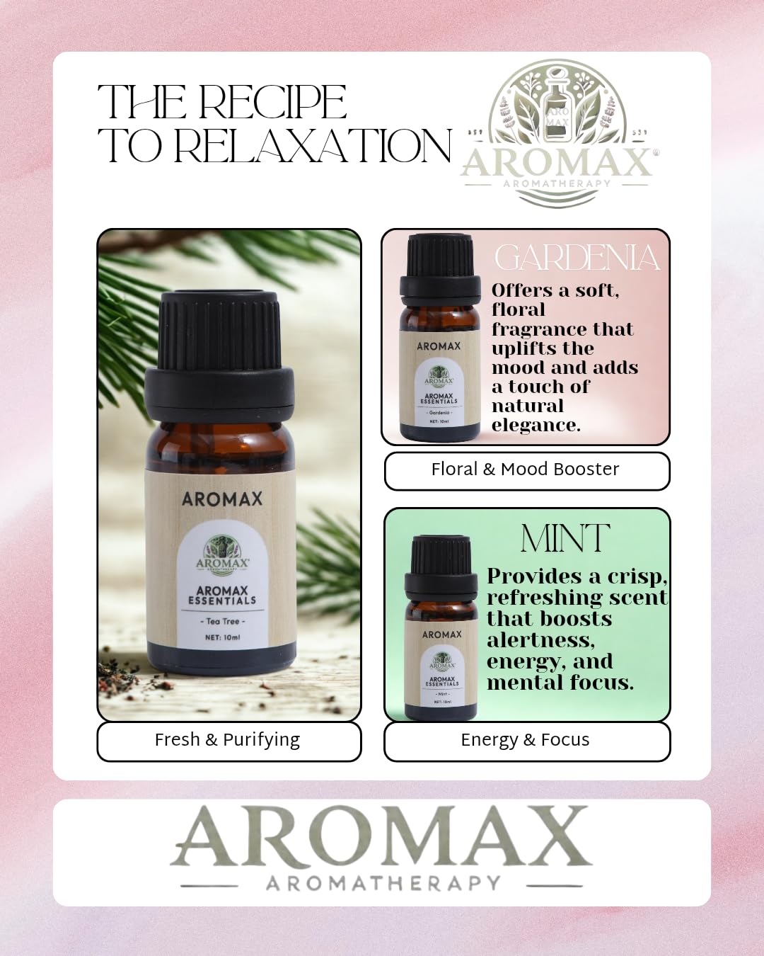 Aromax Teakwood bottle adds warm, earthy notes to a cozy space.