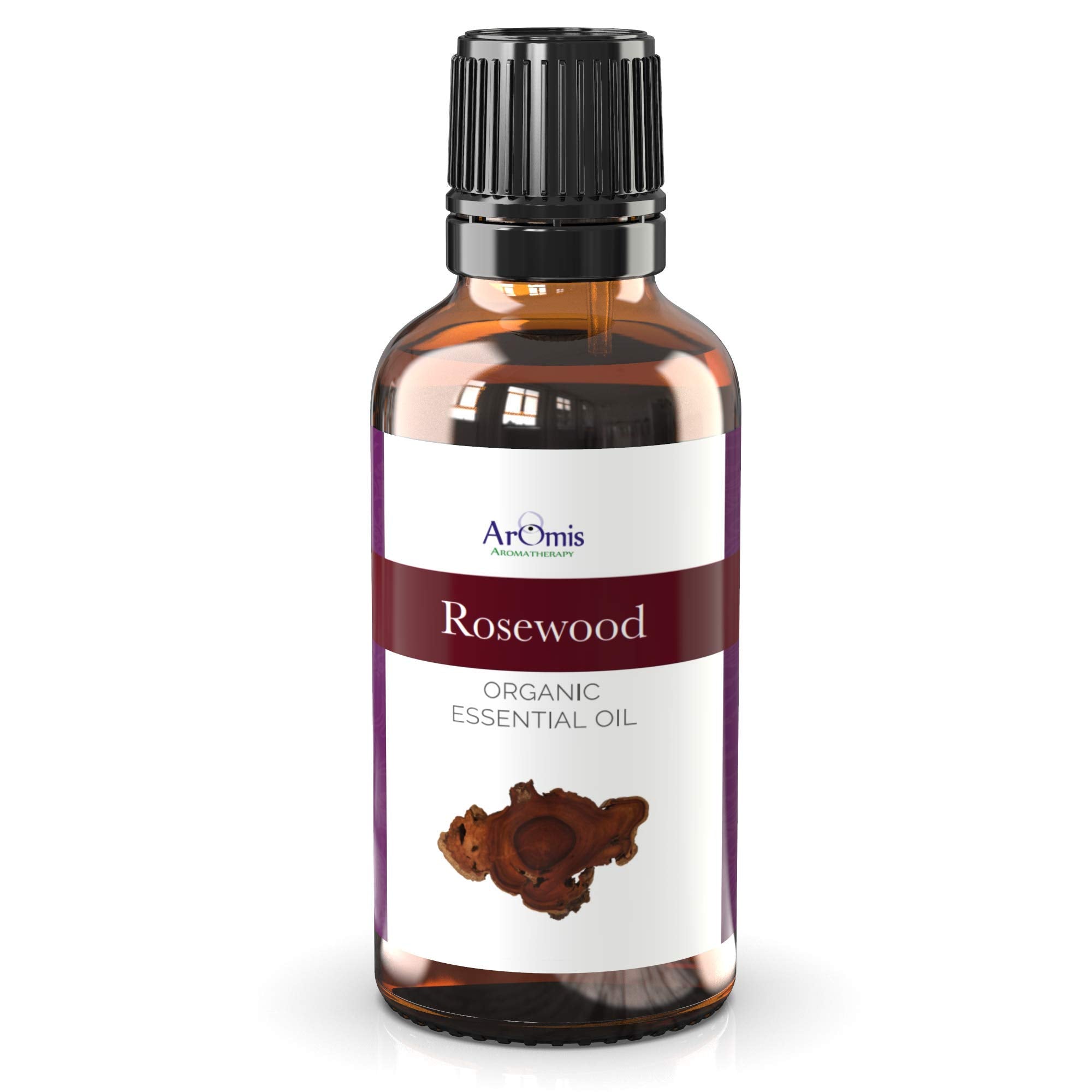 ArOmis Rosewood essential oil bottle close-up for premium diffusion