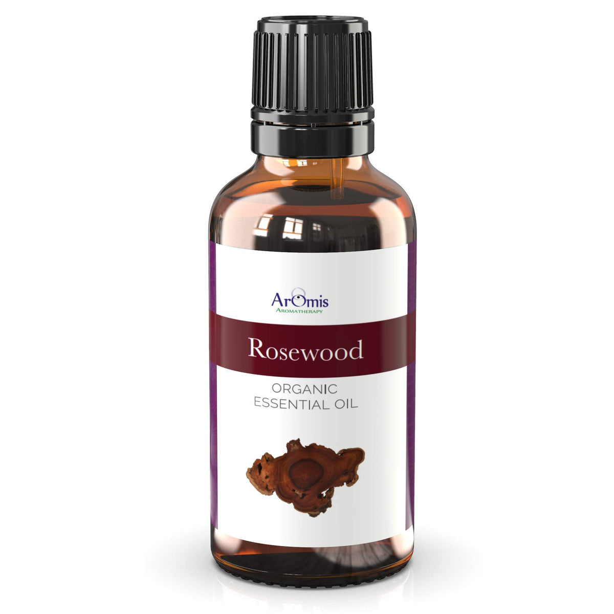 ArOmis Rosewood essential oil bottle close-up for premium diffusion