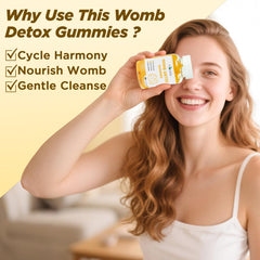 Aromlife Womb Detox Gummies with ginger extract for soothing balance and gentle cleansing.