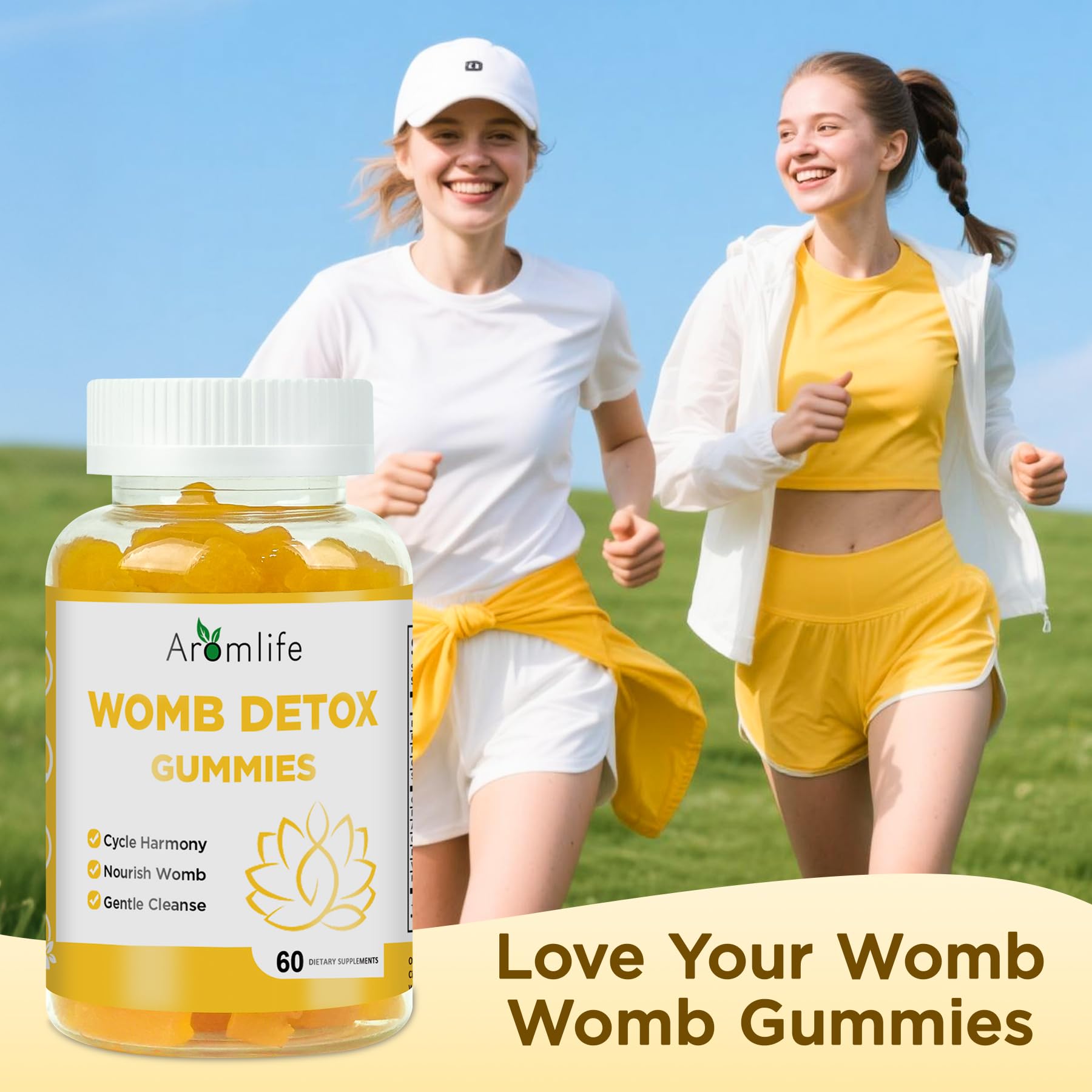 Aromlife Womb Detox Gummies sugar-free formulation for convenient wellness.