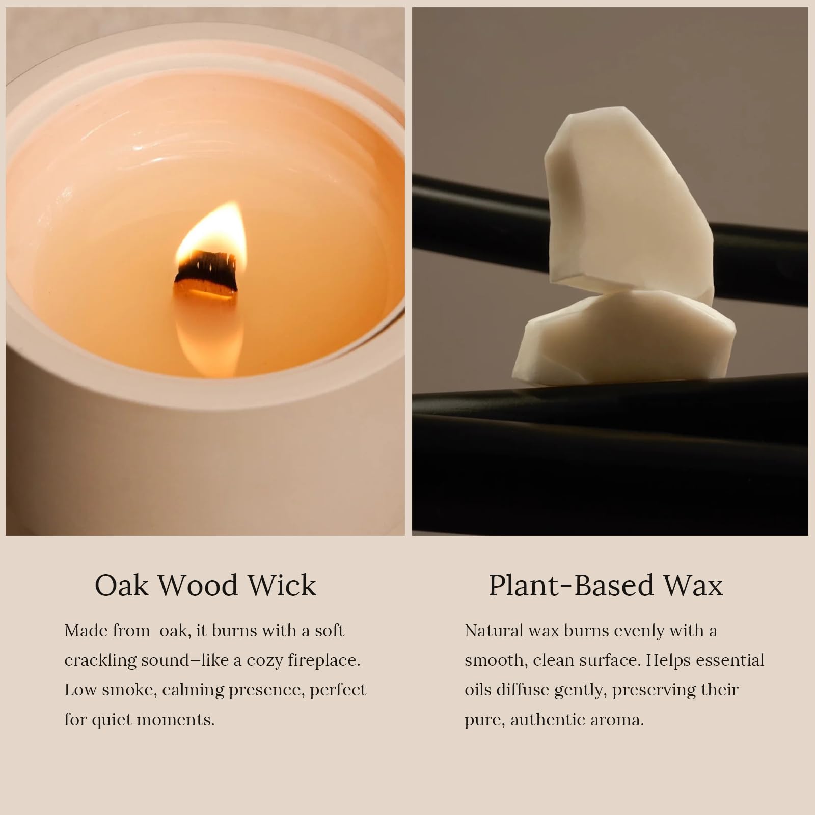 Arovan plant-based wax candle burns cleanly with minimal soot.
