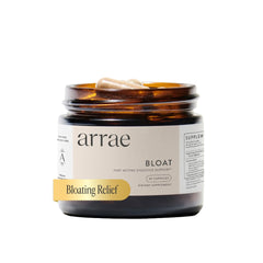Arrae Bloat bottle with capsules for quick after-meal relief.