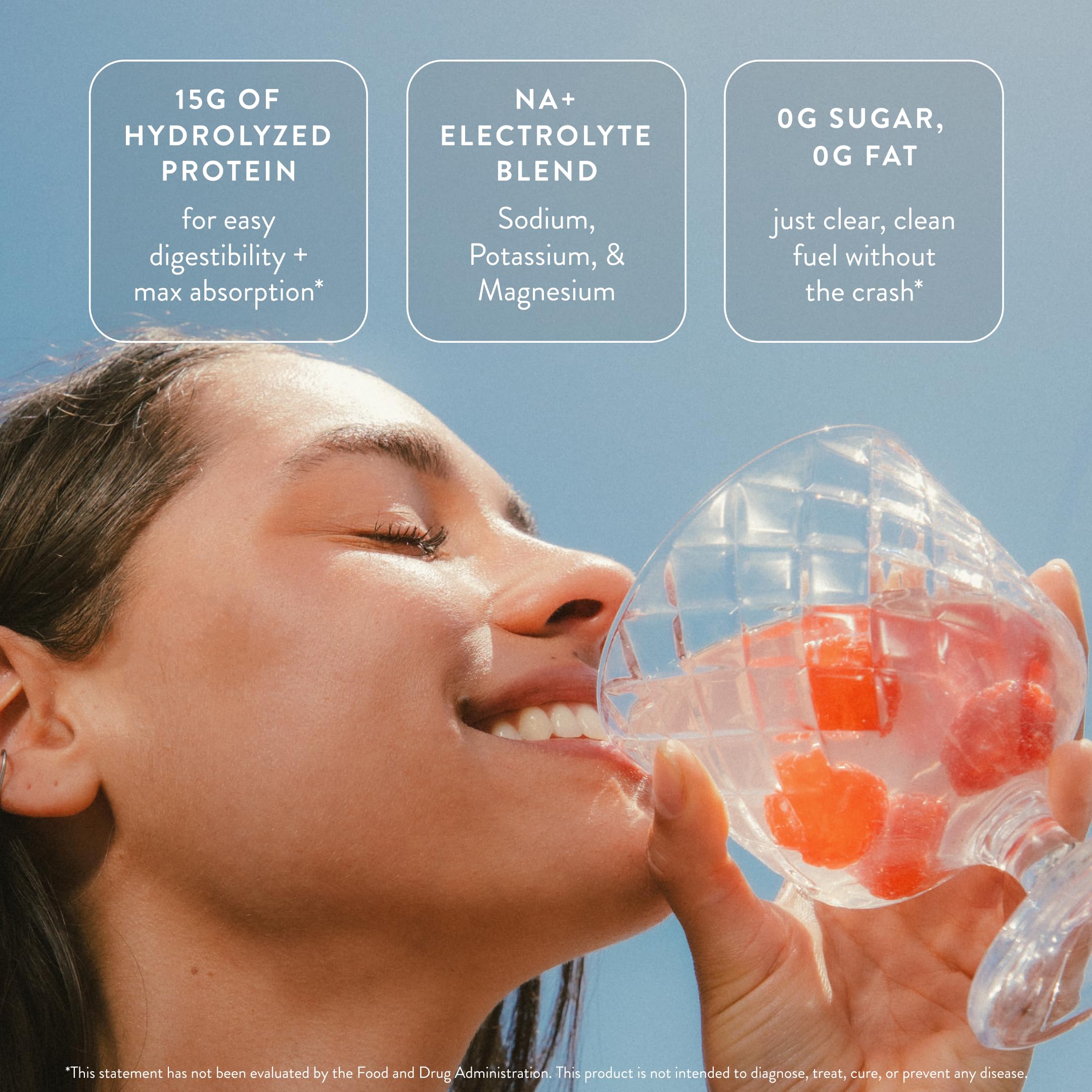 Arrae Clear Protein texture close-up illustrates smooth, lump-free drink.