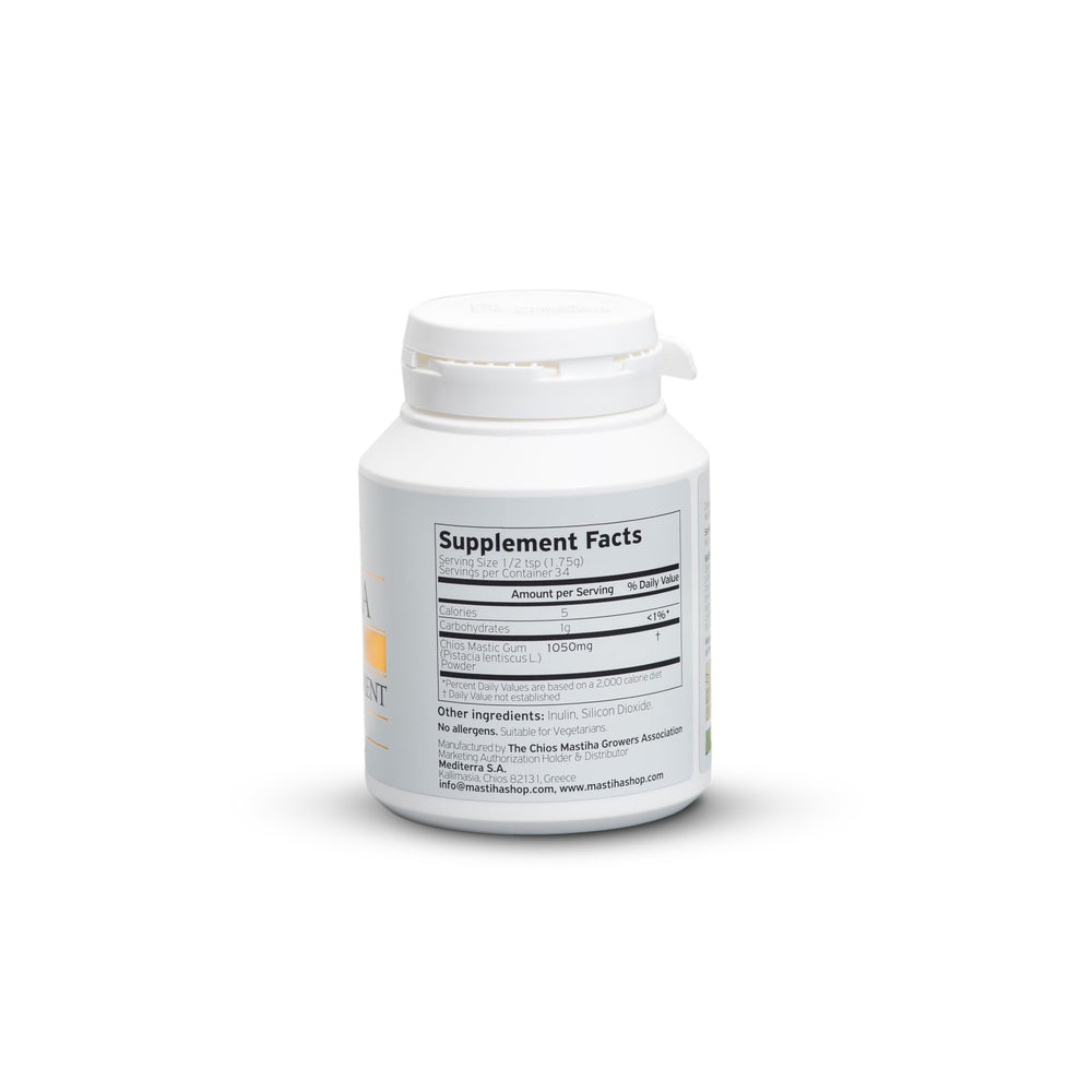 Inulin-rich Mastiha powder enriching daily digestive routine.