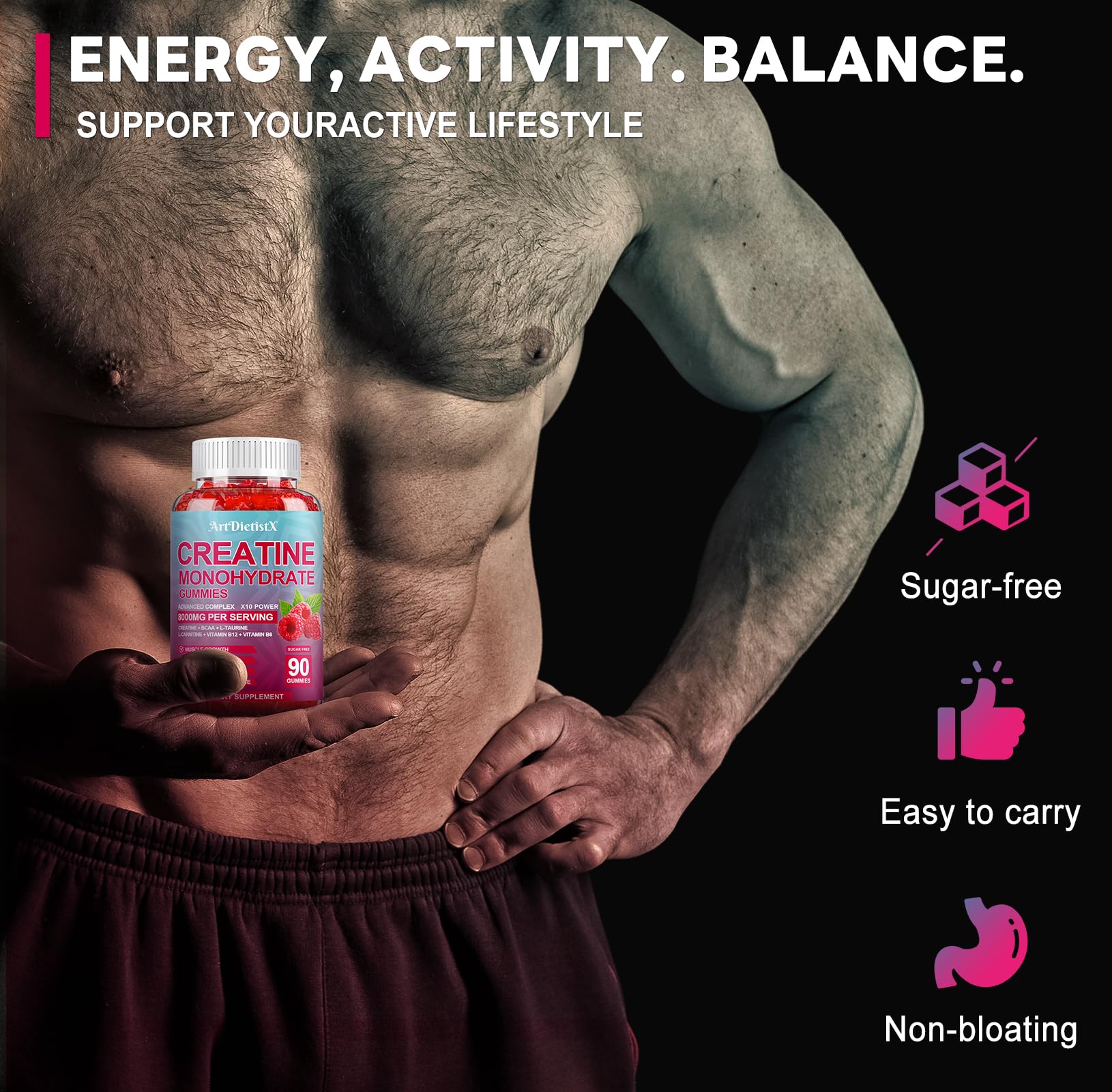 Athlete preparing before training with ArtDietistX creatine gummies