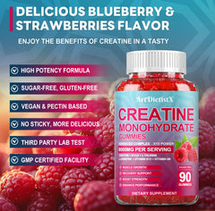 Serving trio of ArtDietistX creatine gummies ideal for on-the-go training
