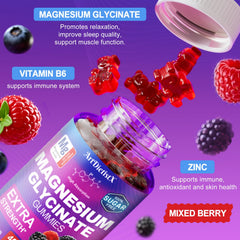 ArtDietistX Magnesium Glycinate Gummies blueberry bottle supports immune mood balance.