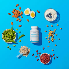 Digestive enzyme concept showing Aminolase TPA aiding protein breakdown.