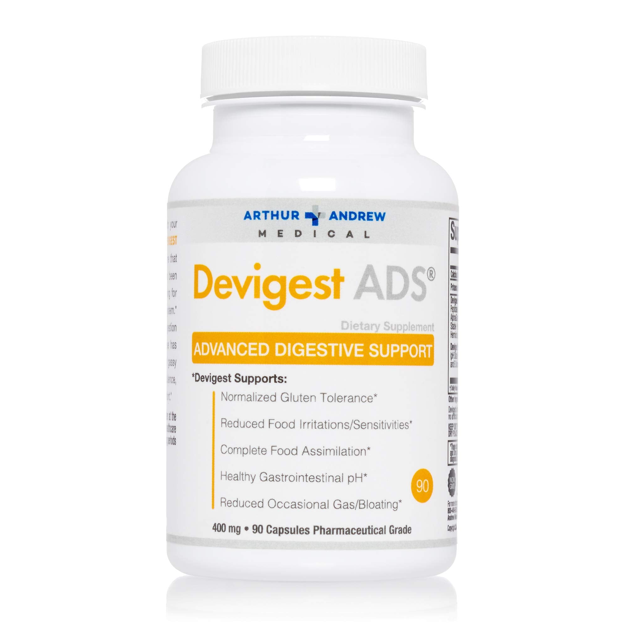 Arthur Andrew Medical Devigest ADS packaging with 90 capsules