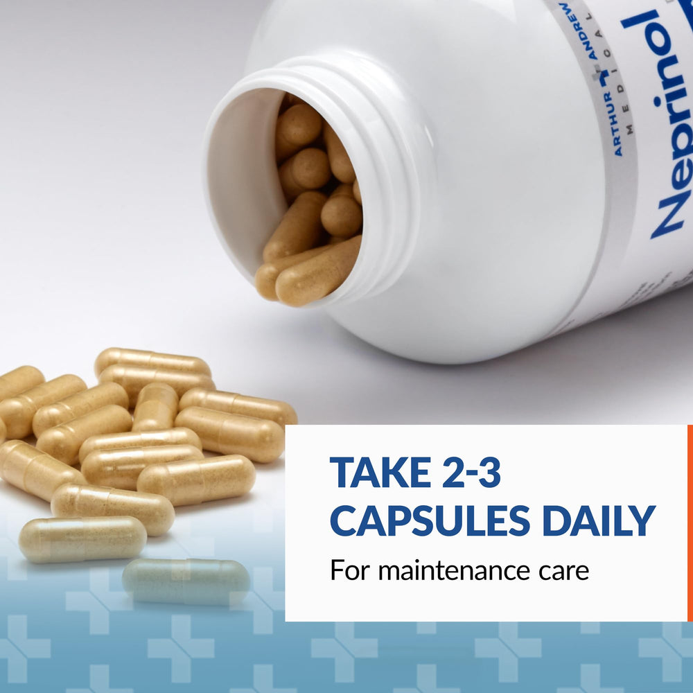 Neprinol AFD capsules dispensed on a surface illustrating convenient daily use