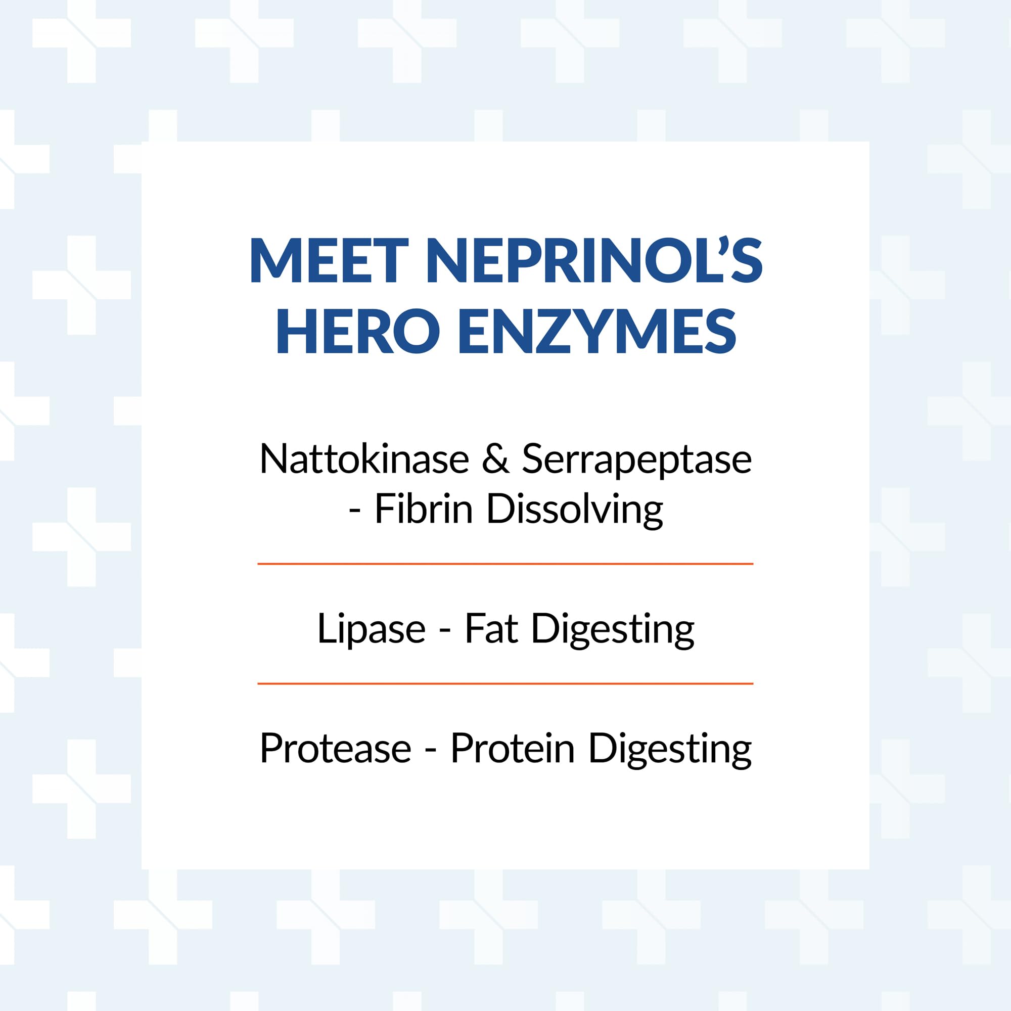 Neprinol AFD ingredients emphasize serrapeptase and nattokinase as core enzymes.