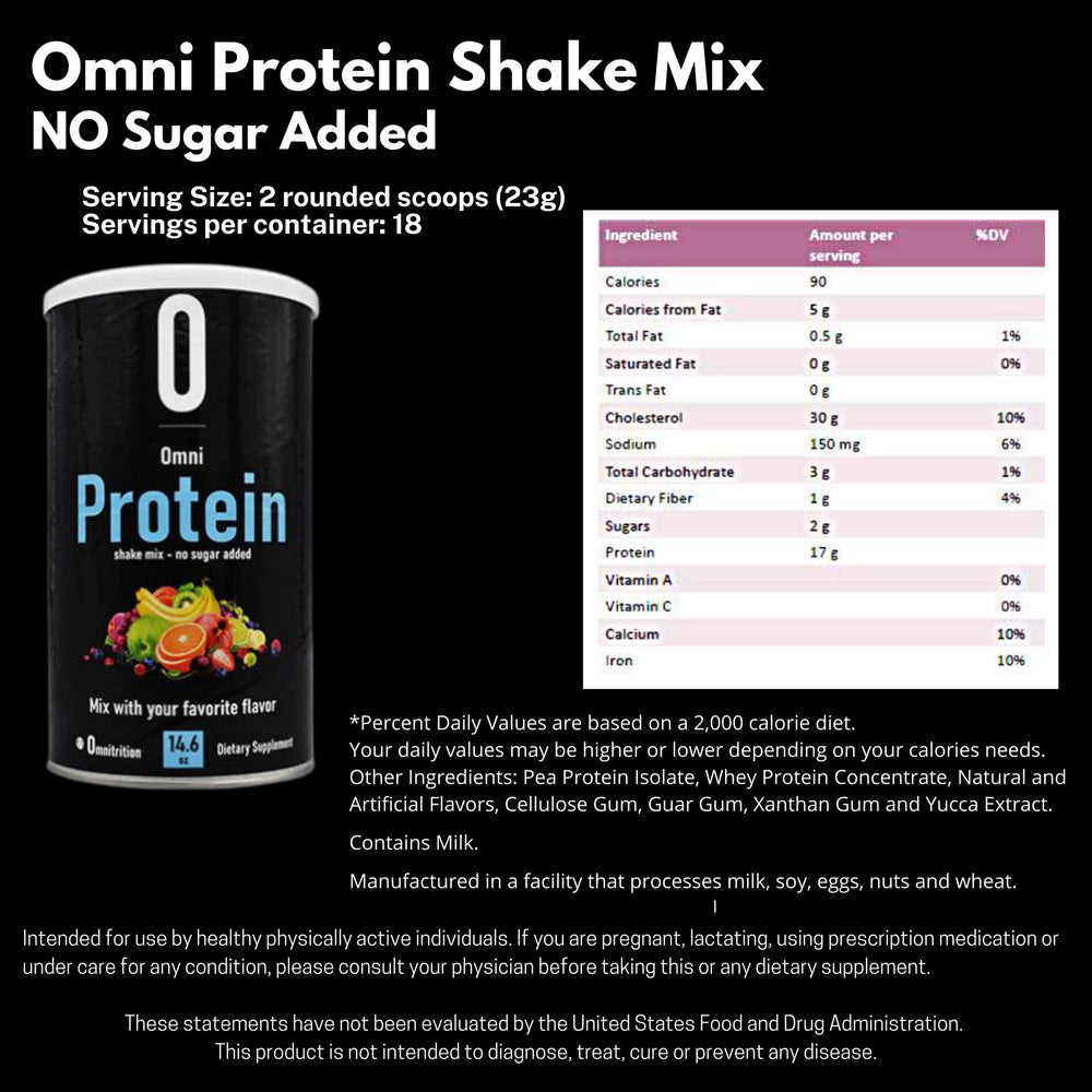 Powder texture of Omni Protein Shake Mix ready to blend into a shake.