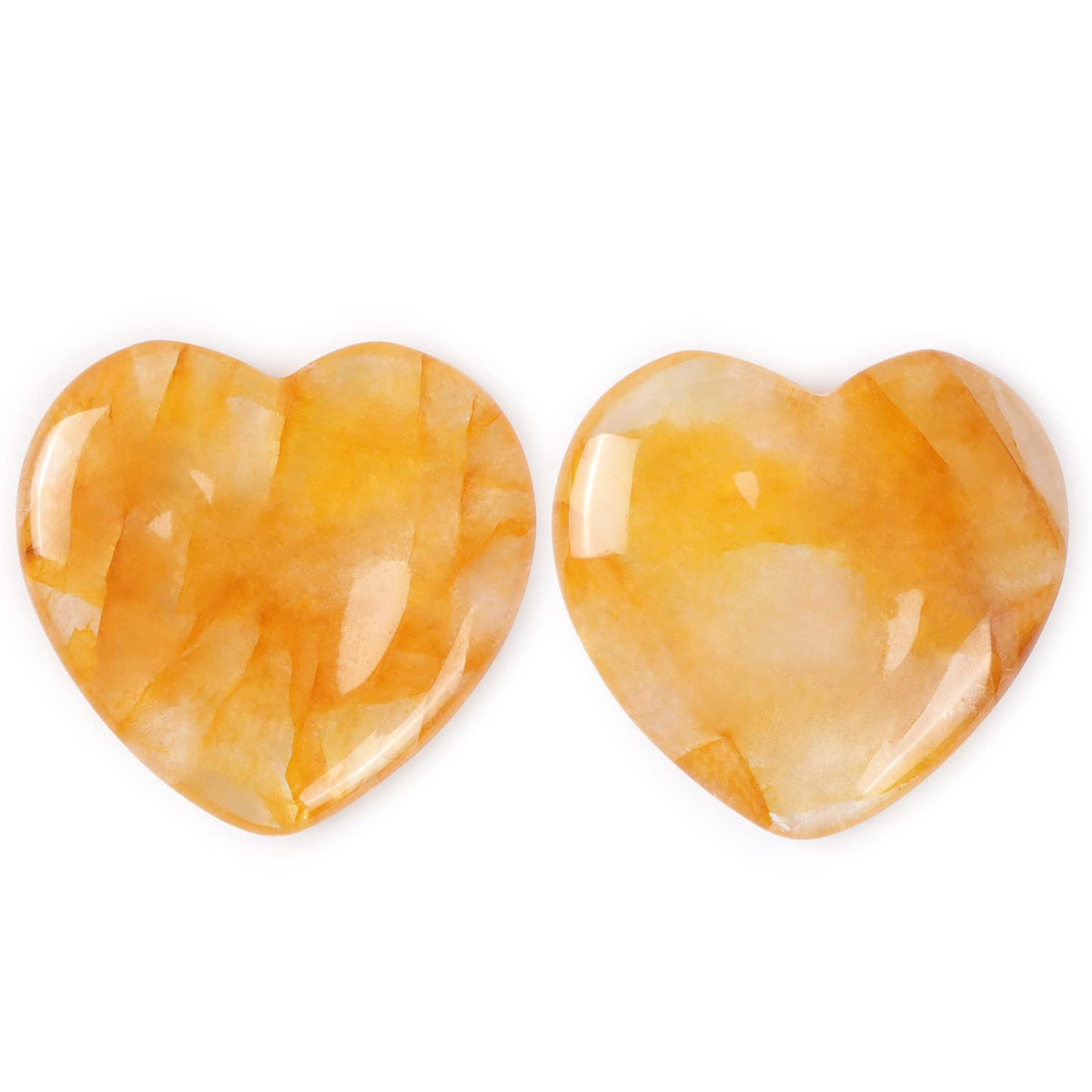 Artistone citrine heart thumb stone 2pc pack for anxiety relief and meditation