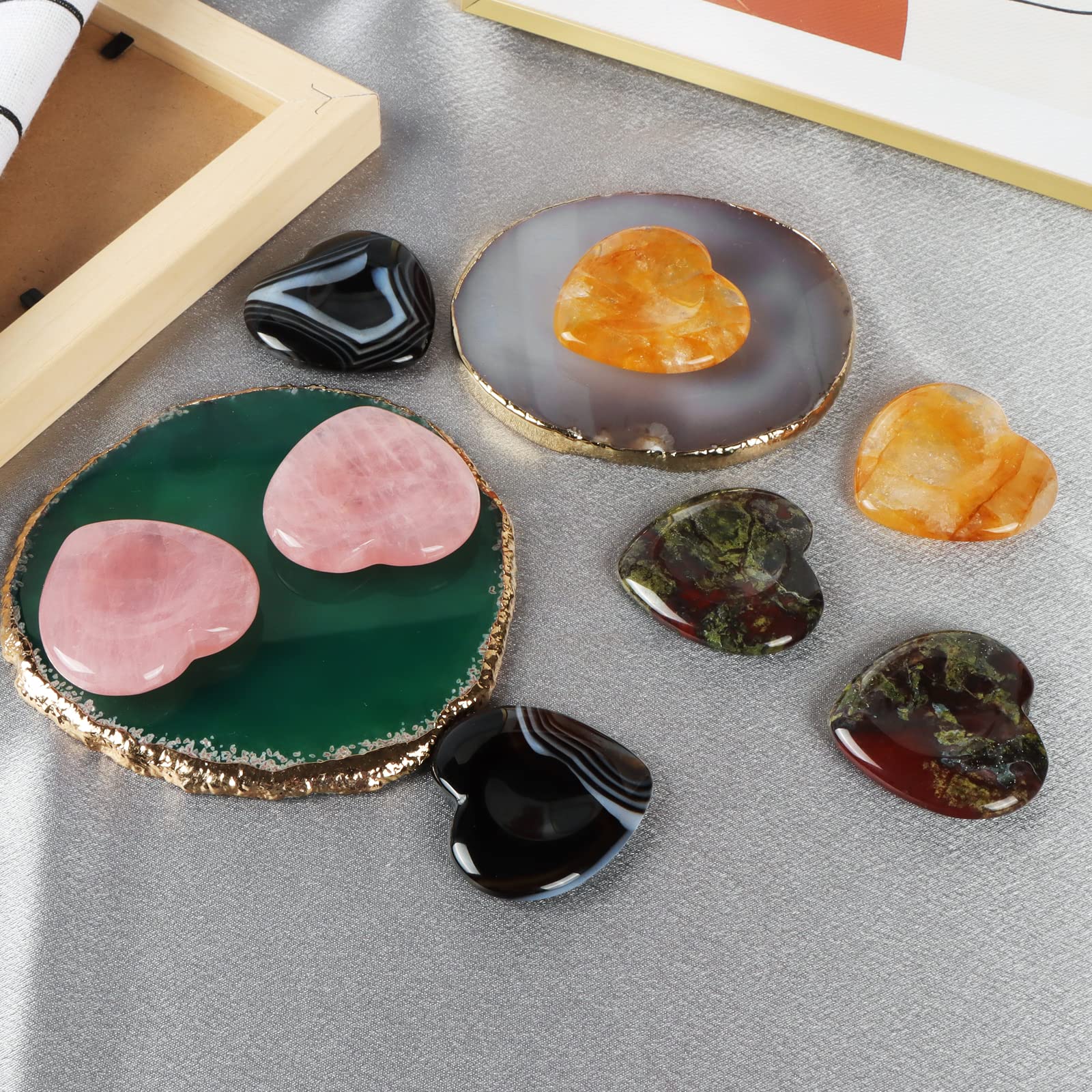 Artistone citrine heart thumb stone gift for loved ones and crystal lovers