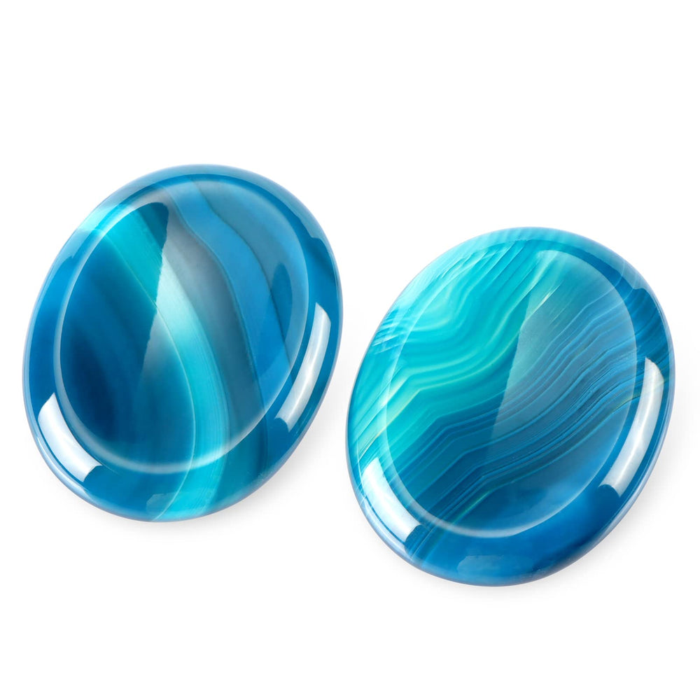 Artistone polished blue agate stone feels smooth in hand, promotes relaxation.