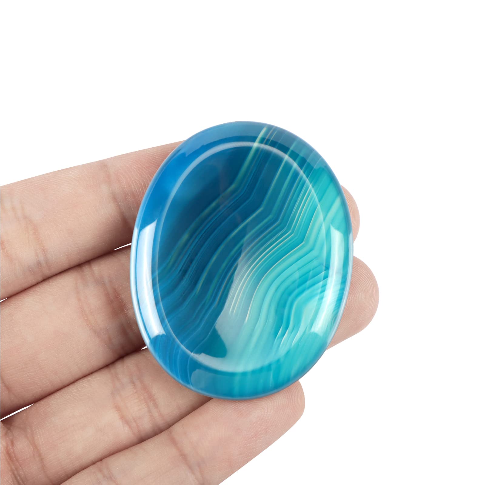 Artistone Crystals blue agate worry stone for calming anxiety and mindfulness.
