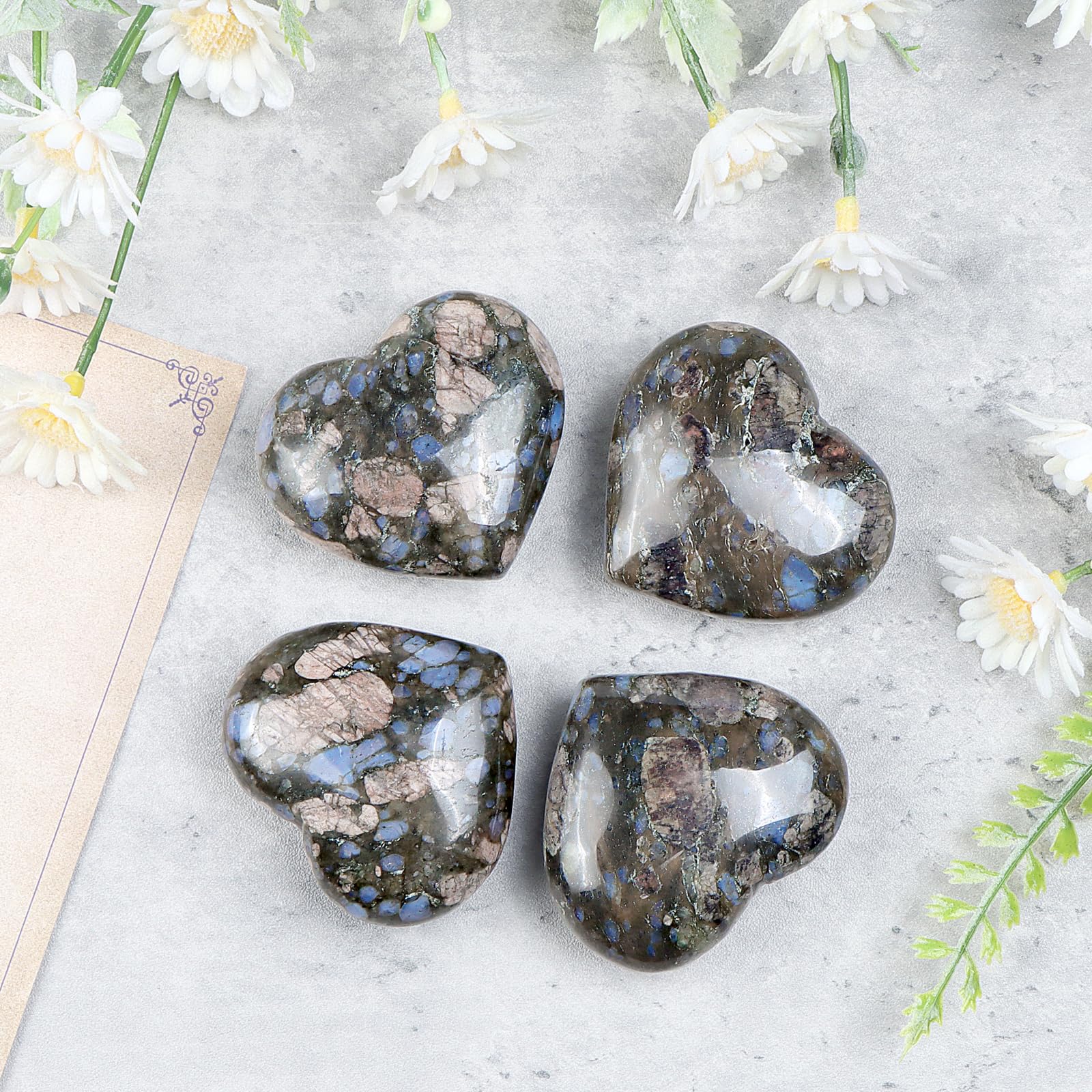 Artistone glaucophane heart crystal decor for home and yoga