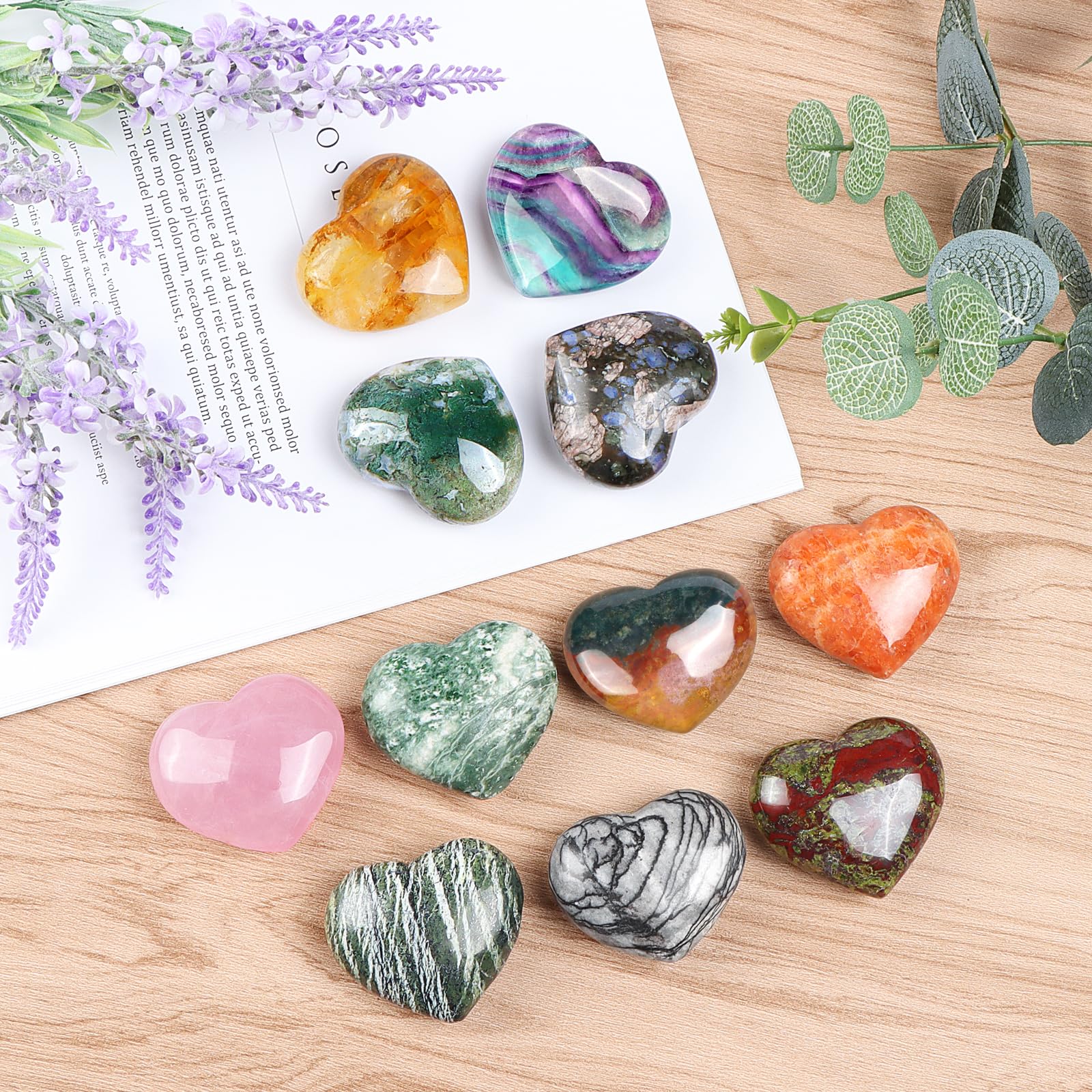 Artistone glaucophane heart stone for energy charging and mindful breathing