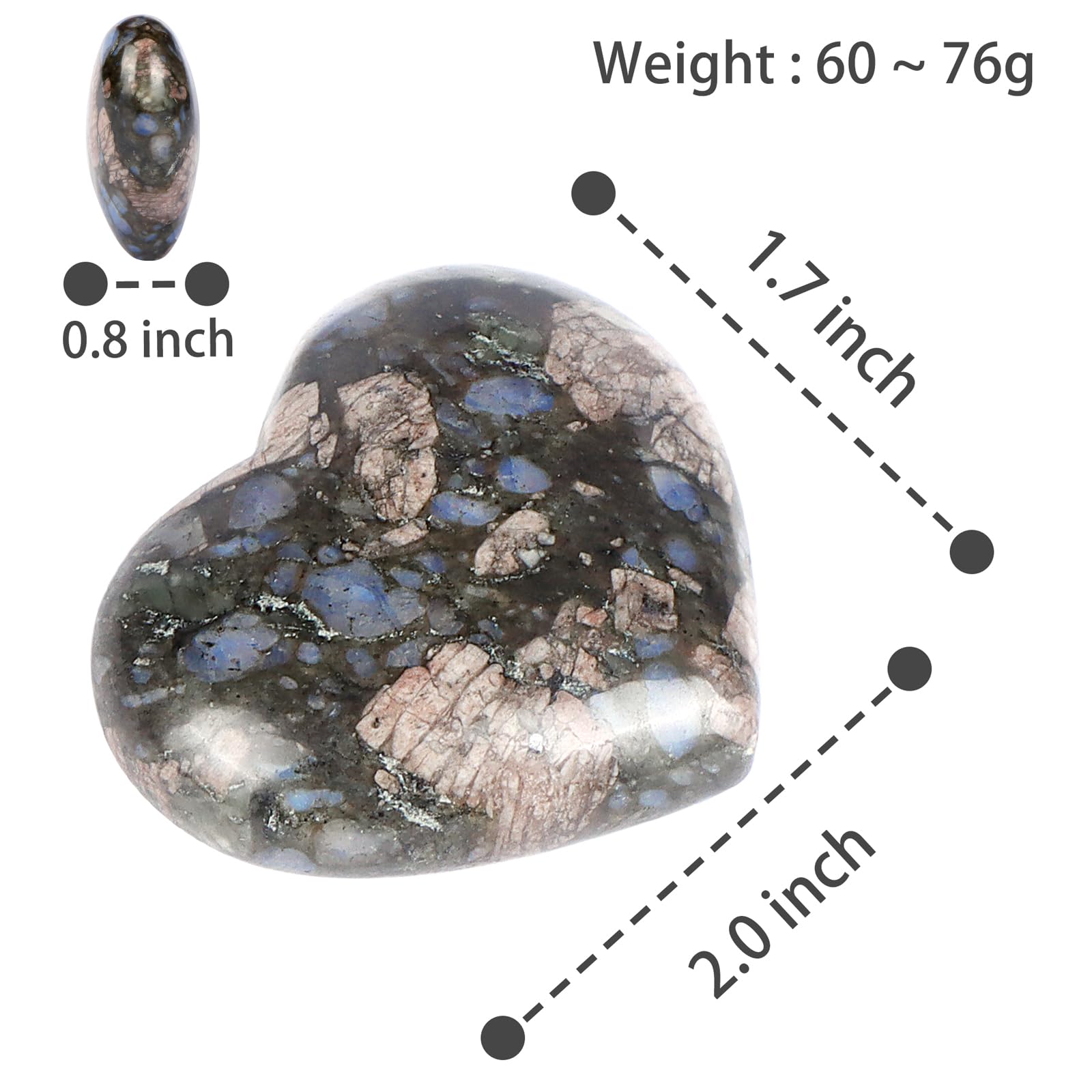 Artistone glaucophane heart palm stone for relaxation and focus