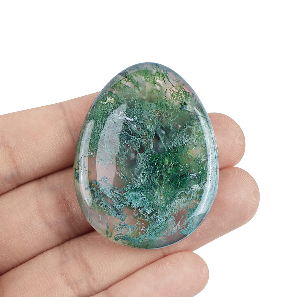 Artistone Moss Agate smooth crystal for mindful rubbing during study, work, or creative blocks.
