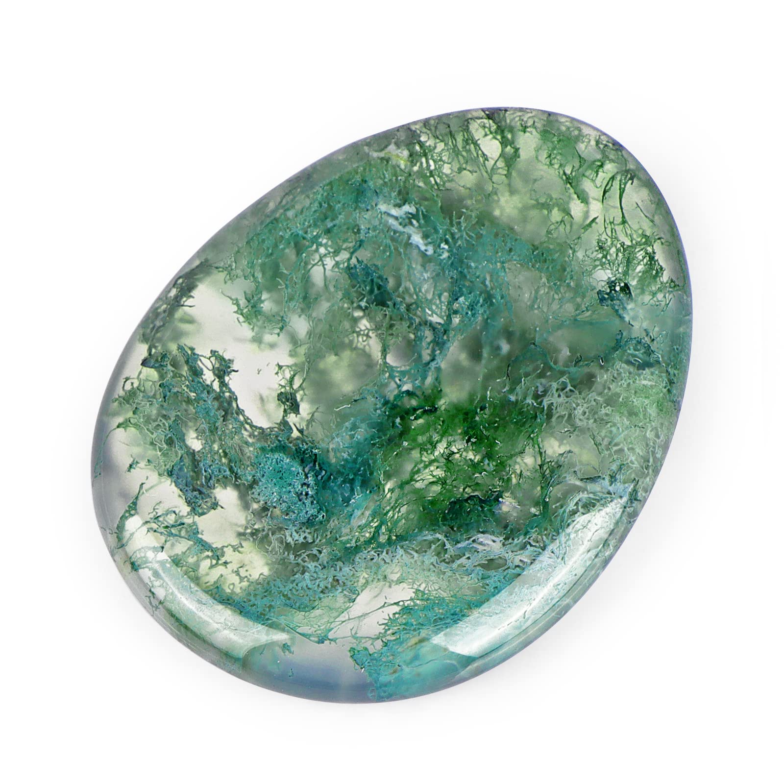 Artistone Moss Agate thumb worry stone for calm focus during stressful moments.
