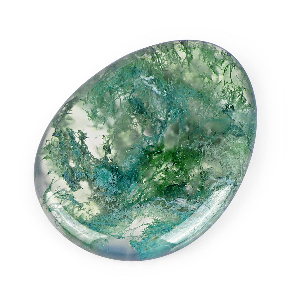 Artistone Moss Agate thumb worry stone for calm focus during stressful moments.