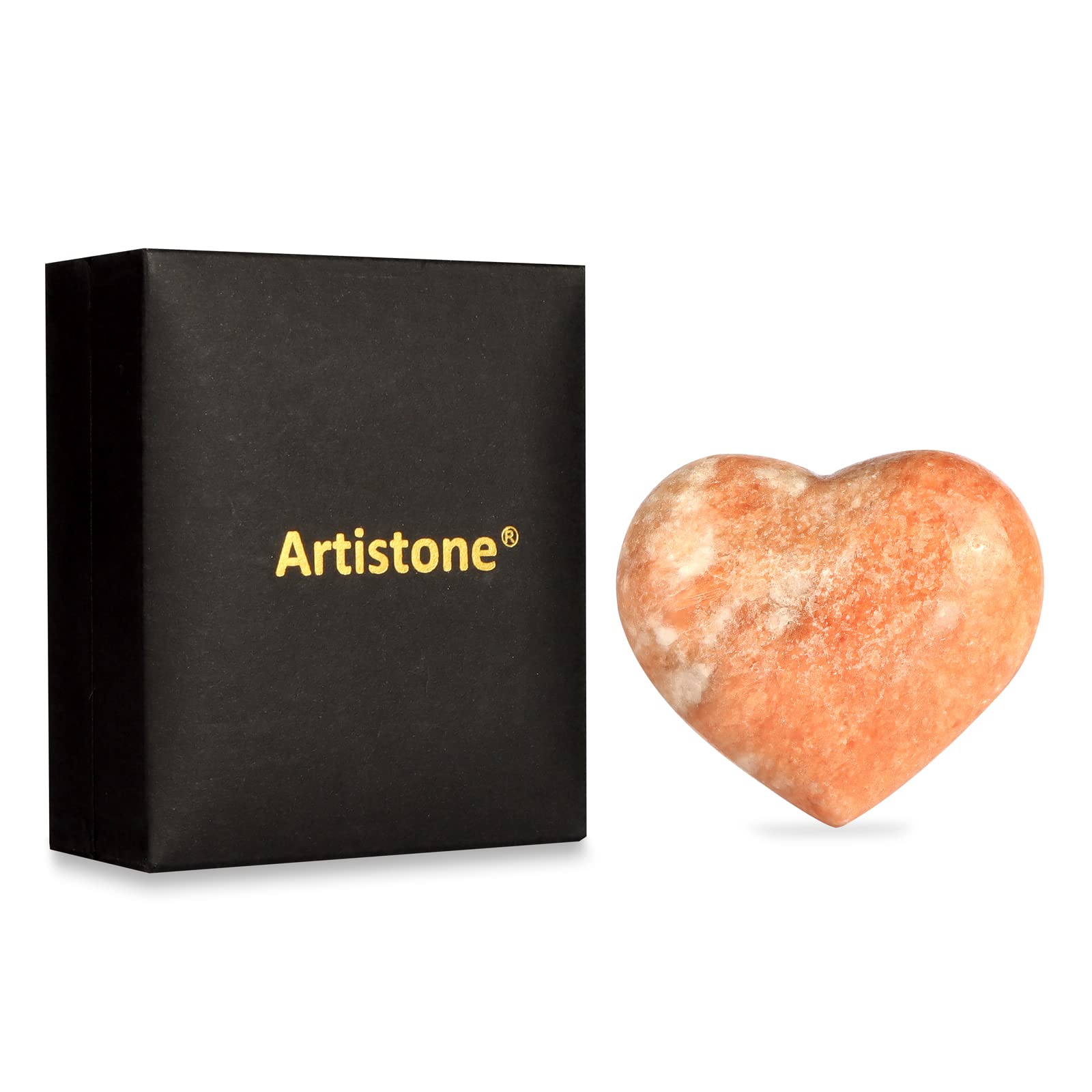 Artistone orange calcite heart natural texture highlights unique crystals