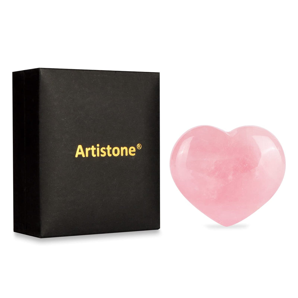 Artistone Rose Quartz Heart crystal supports mindful meditation and energy focus.