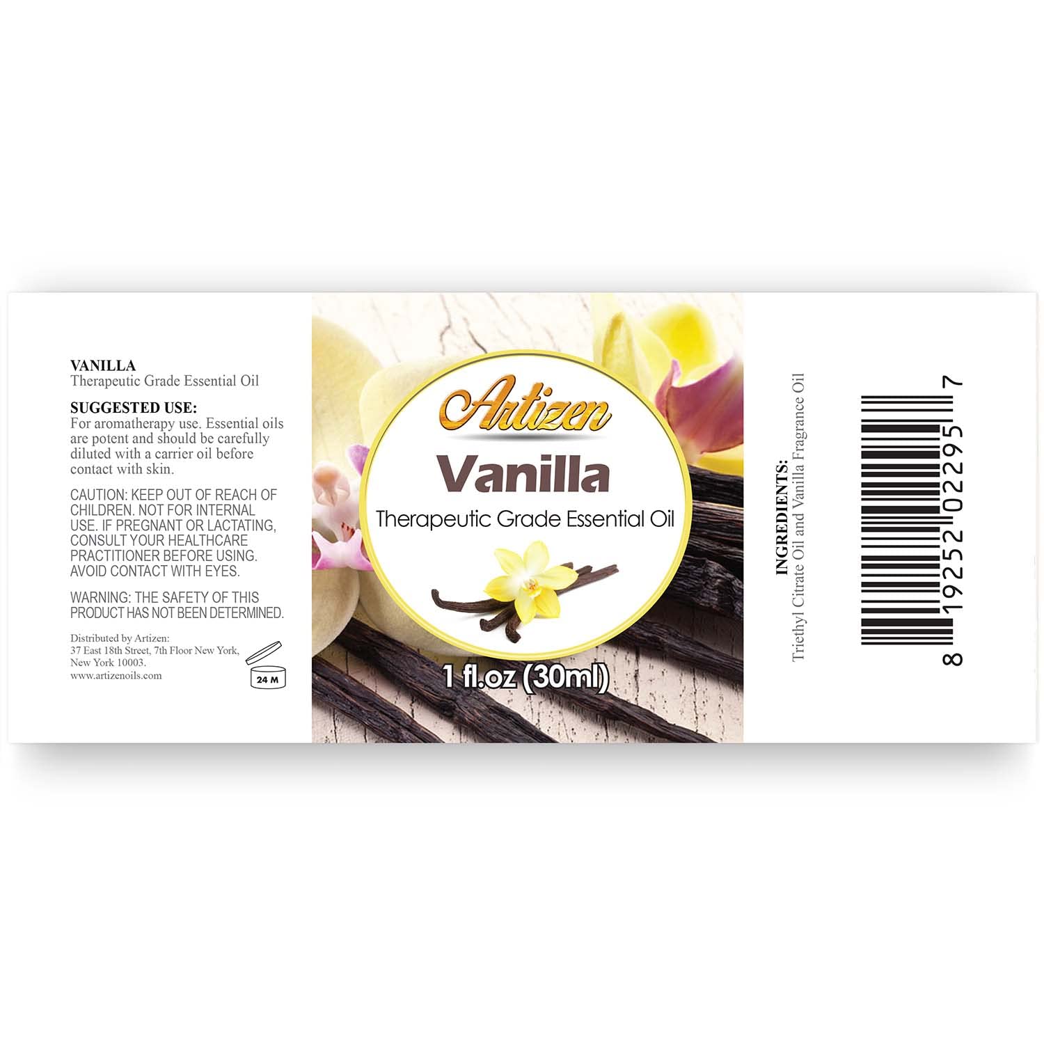 Botella de vidrio con recubrimiento UV protege Artizen Aceite de vainilla para uso prolongado