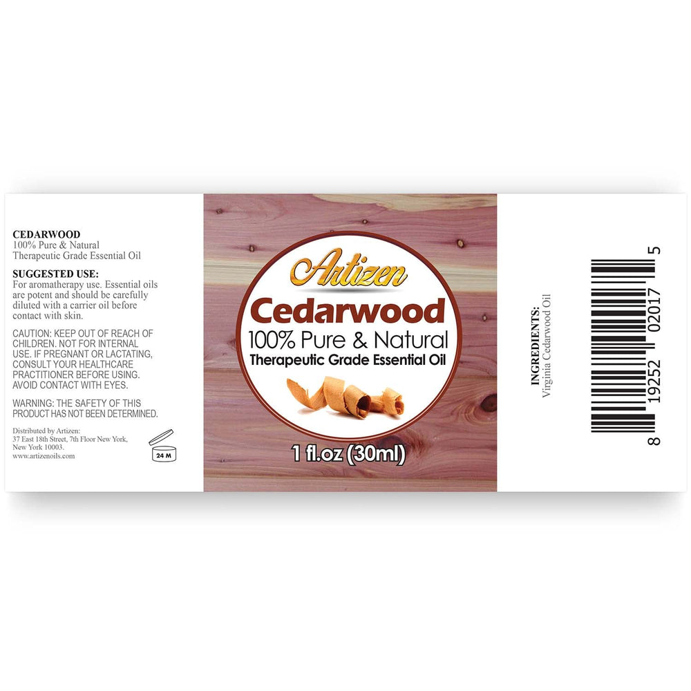 Artizen Cedarwood oil ready for diffuser blends to create a calm ambiance