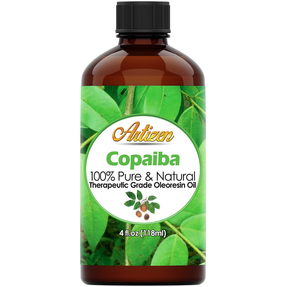 Artizen Copaiba oil bottle illustrates pure, versatile oil for daily blends.