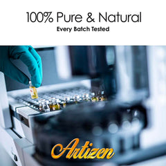 Artizen Cypress oil label closeup confirms purity and accurate branding.