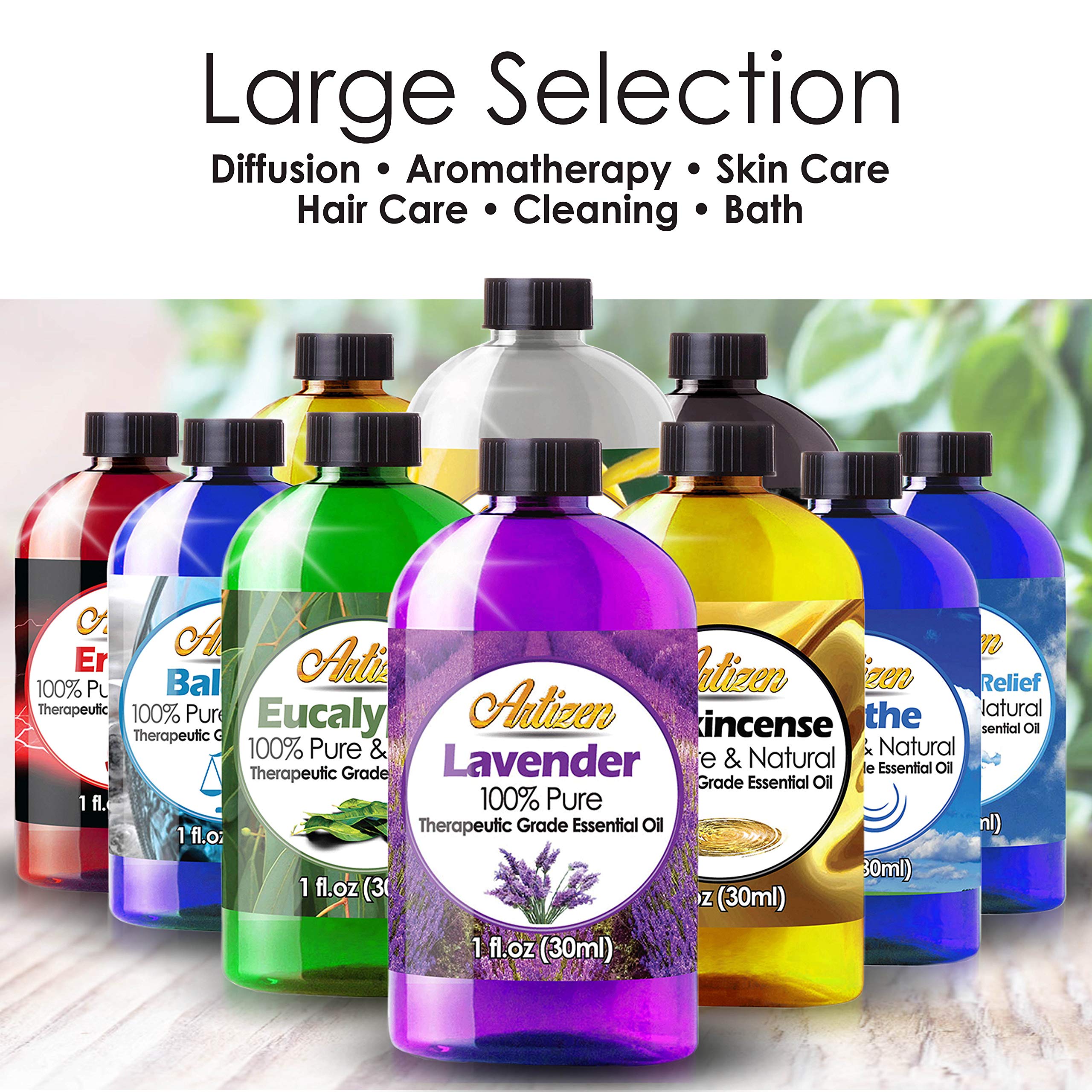 Artizen Cypress oil in diffuser scene evokes calming home ambiance.