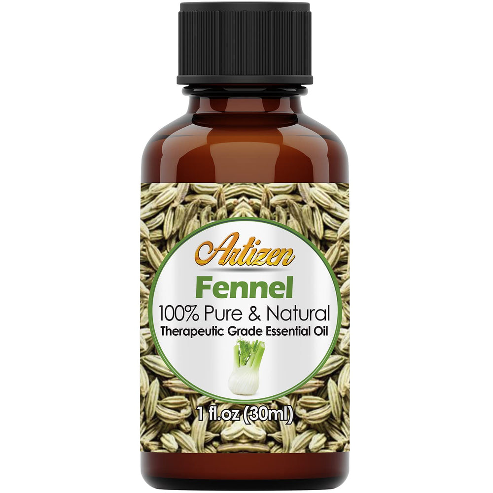 Artizen fennel essential oil bottle front view for pure aroma use.