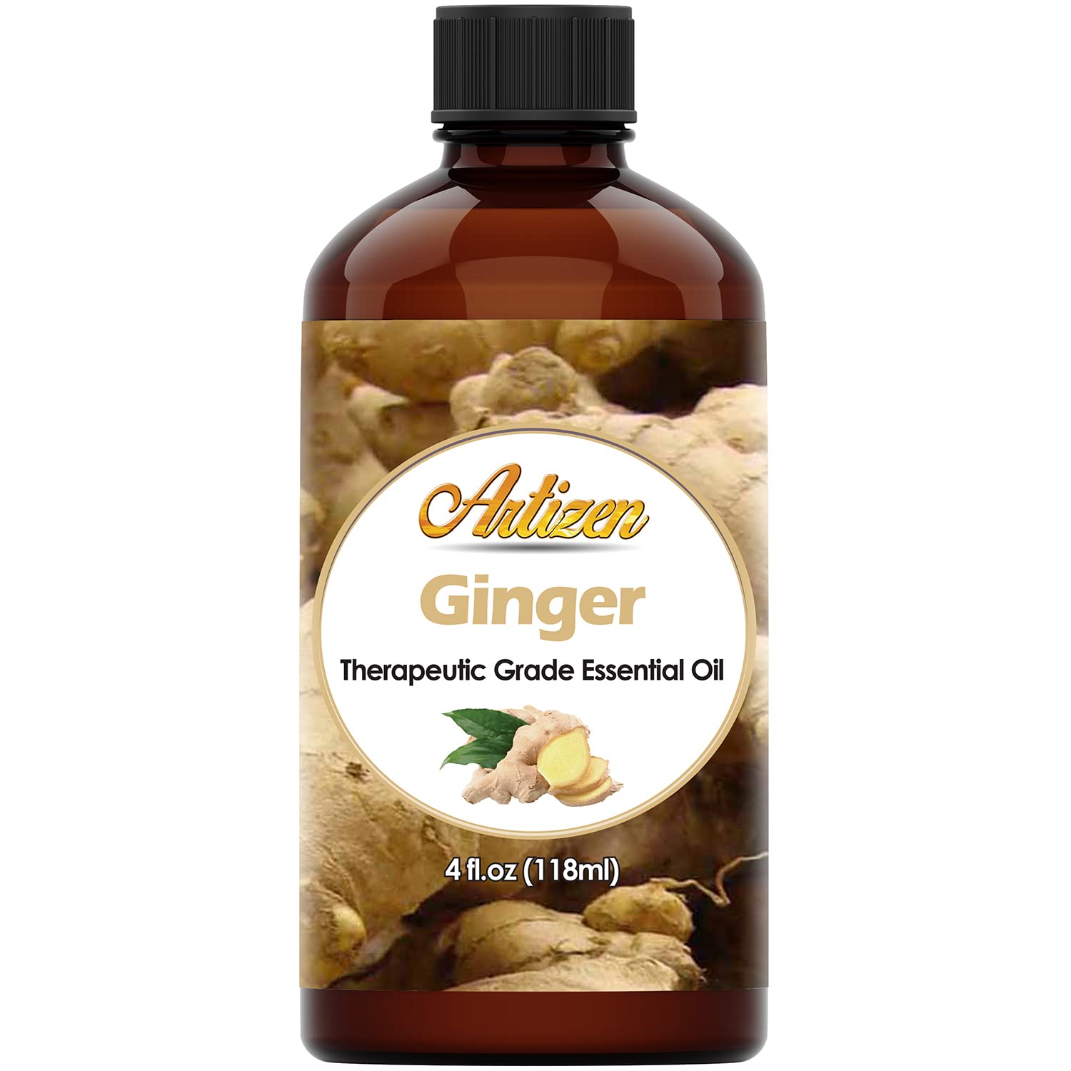 Artizen Ginger Essential Oil bottle 4oz ready for aromatherapy and DIY blends.