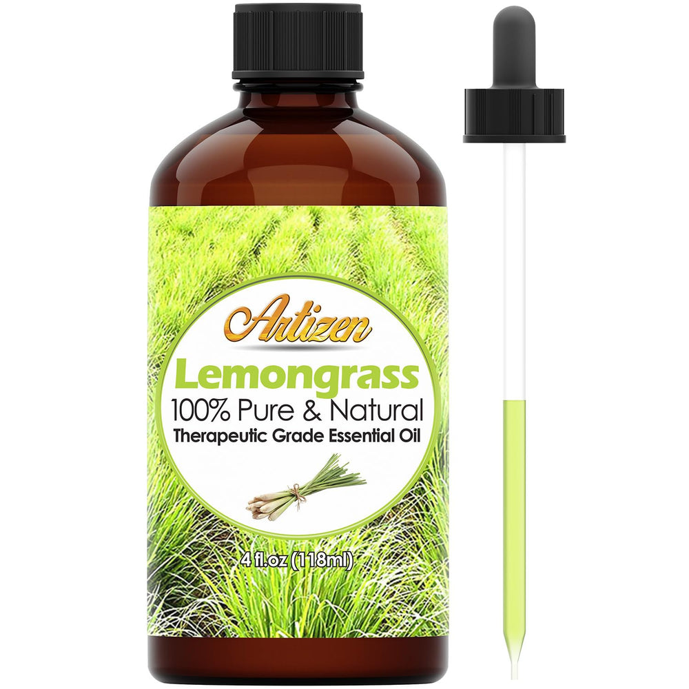 Artizen Lemongrass Oil 4oz bottle for aromatic diffusion and uplifting scent.