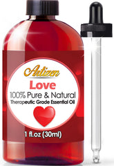 Artizen Love Blend bottle pour for calming aromatherapy moments.