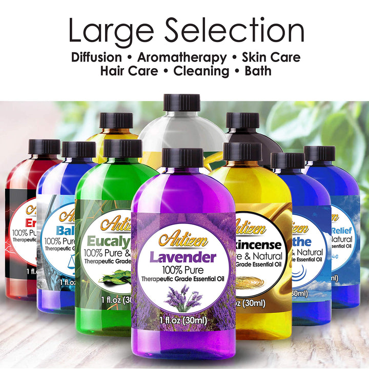Artizen Melissa essential oil used in a home diffuser for aroma.