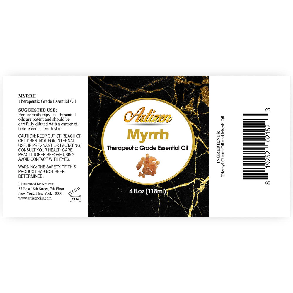 Artizen Myrrh Essential Oil in UV-protected bottle preserves potency for all-season use.