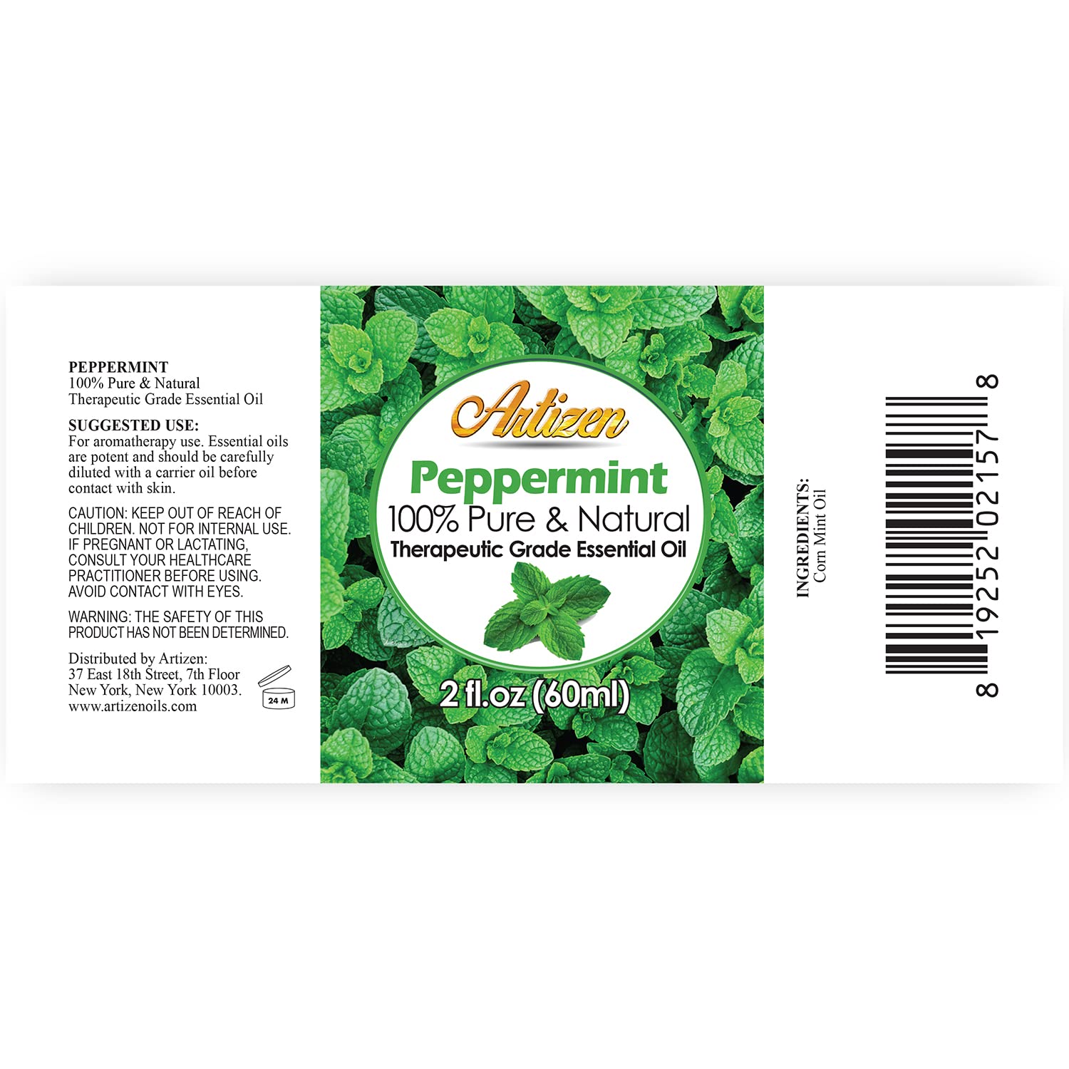 Artizen peppermint oil dropper pours into a diffuser for invigorating ambience.