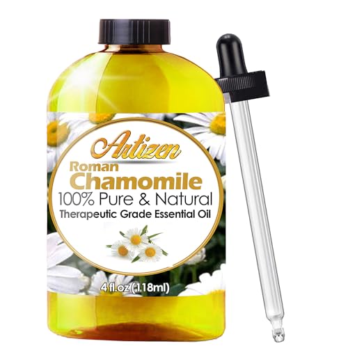 UV-protected Artizen Roman Chamomile bottle shows long-lasting fragrance for routines.